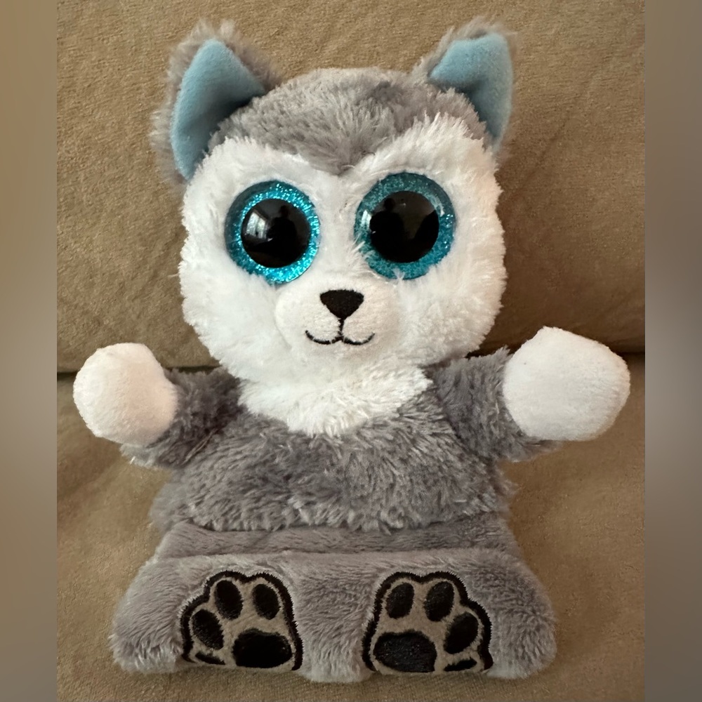 Justice TY Beanie Peek A Boo Scout the Husky Plush Phone Holder Screen Cleaner